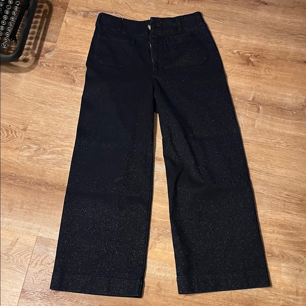 Maeve Blue Wide Leg Glitter Jeans
